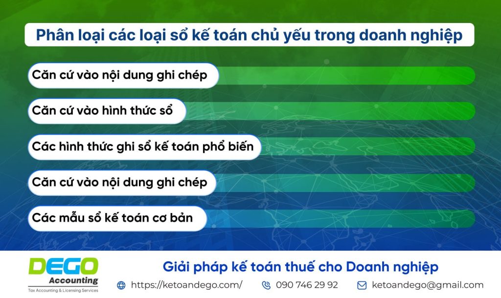 5 Hình thức phân loại sổ sách kế toán chủ yếu trong doanh nghiệp