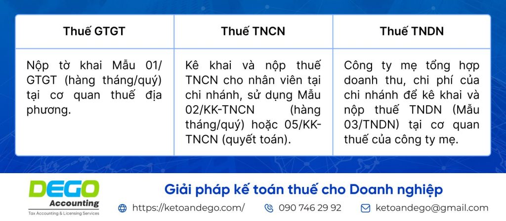 chi nhánh hạch toán phụ thuộc